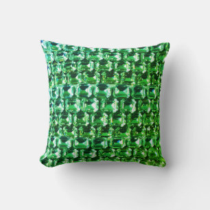 Coussin Diamants verts, motif de bijoux en pierre verte