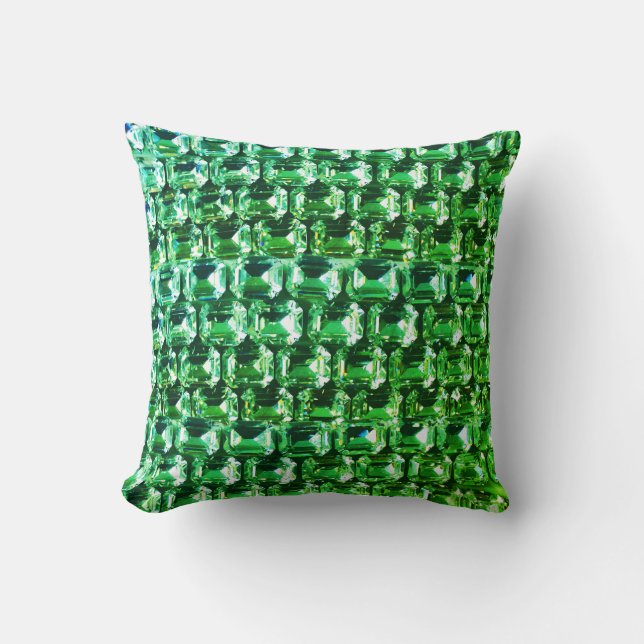 Coussin Diamants verts, motif de bijoux en pierre verte (Recto)