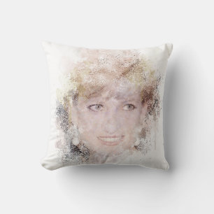 Coussin Diana La princesse du peuple Portrait aquarelle