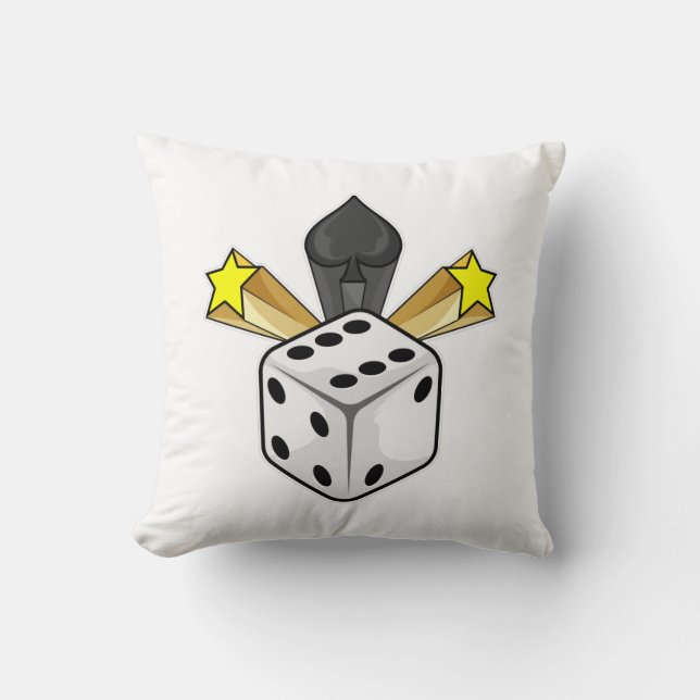 Coussin Dice au Poker avec pique et étoiles (Recto)