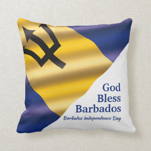 Coussin DIEU BÉNISSE BARBADOS Fête de l'Indépendance Custo