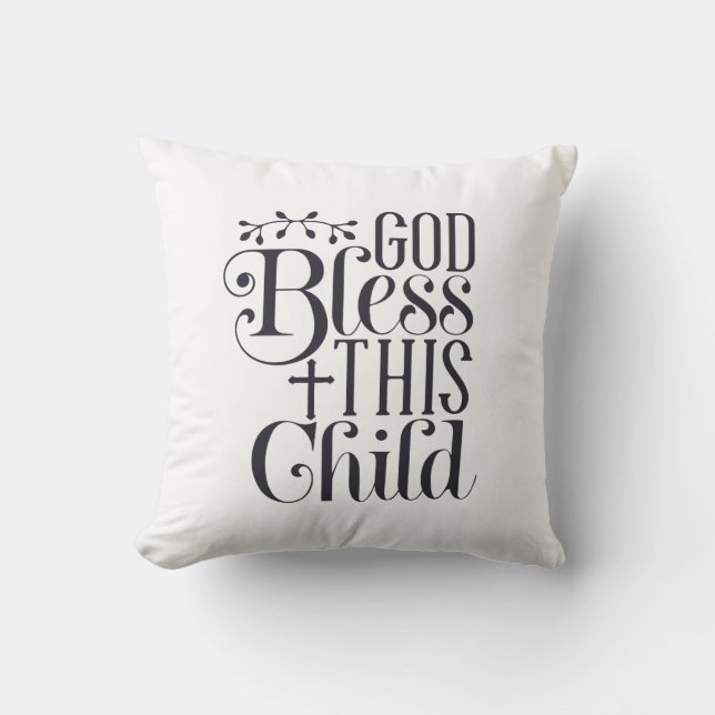 Coussin Dieu bénisse ce baptême d'enfant chrétien (Recto)