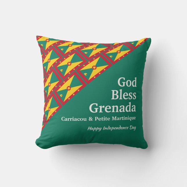 Coussin DIEU BÉNISSE GRENADA Texte personnalisé VERT (Recto)