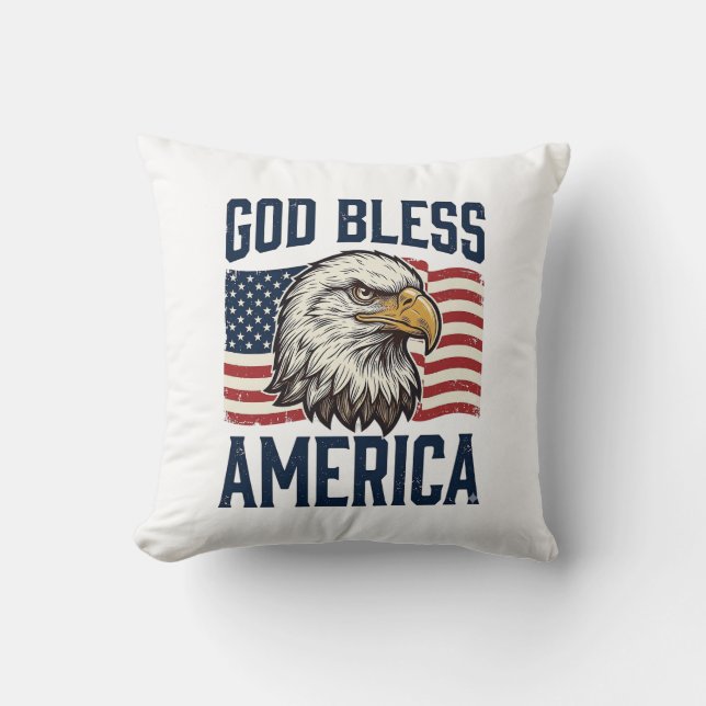 Coussin Dieu bénisse l'Amérique Aigle Patriote Vector Desi (Recto)