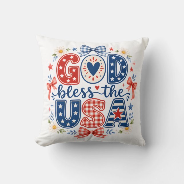 Coussin Dieu bénisse les États-Unis (Recto)