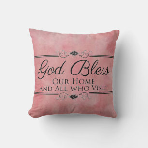Coussin Dieu bénisse notre maison