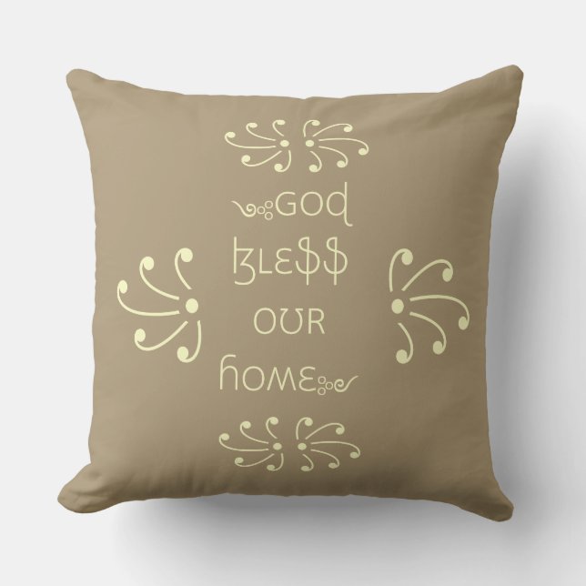 Coussin Dieu bénisse notre maison (Recto)