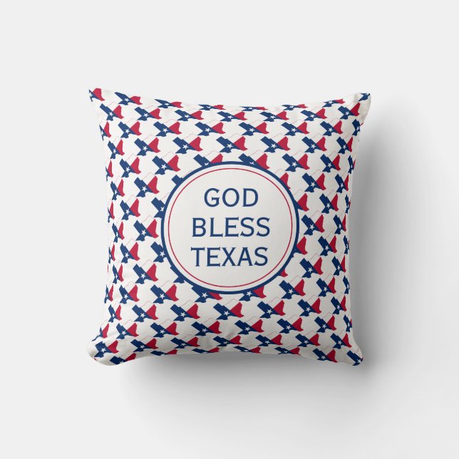 Coussin DIEU BÉNISSE TEXAS Inspiration Texan Drapeau (Recto)