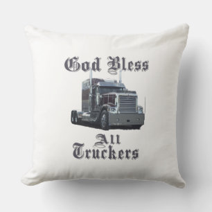 Coussin Dieu bénisse tous les camionneurs Jeter l'oreiller