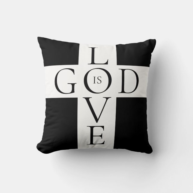 Coussin Dieu est chrétien de citation d'amour noir et (Recto)