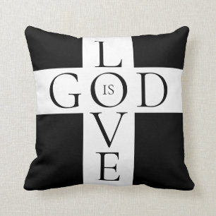 Coussin Dieu est chrétien de citation d'amour noir et