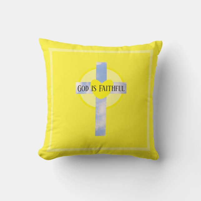Coussin Dieu est Fidèle Croix Verset Biblique de Guérison  (Recto)