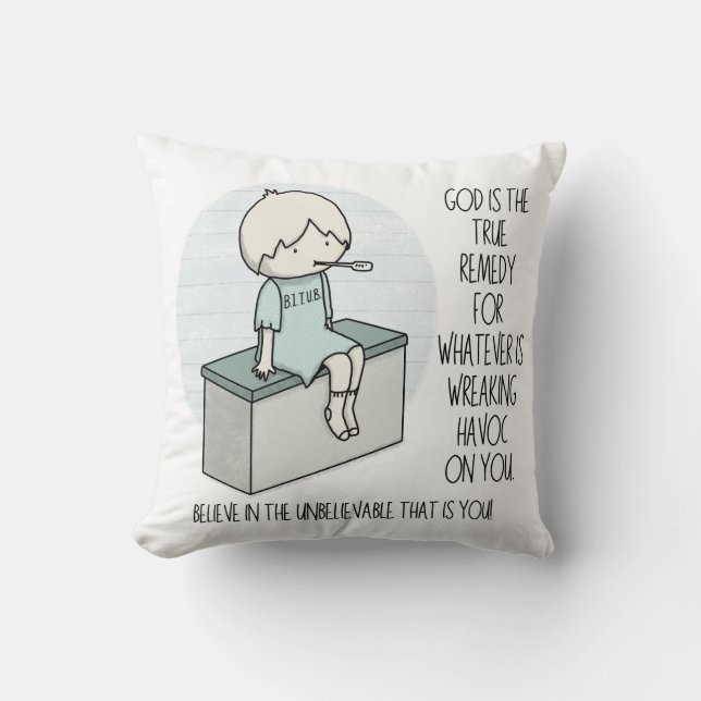 Coussin Dieu est le Remède (Recto)