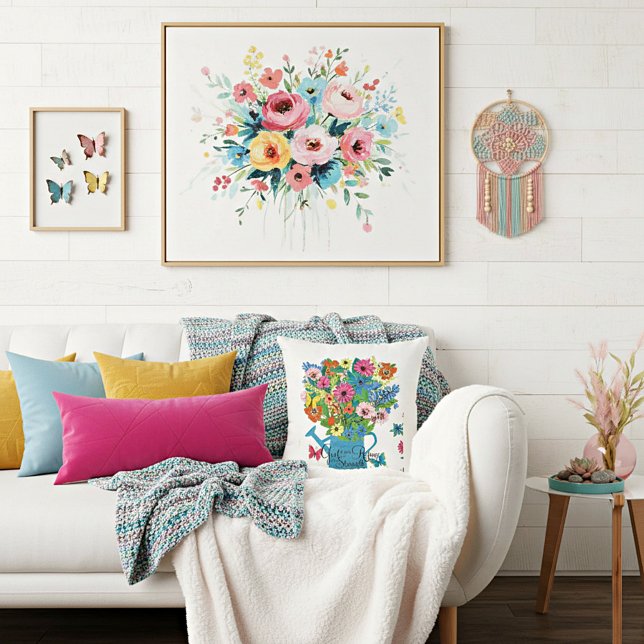 Coussin Dieu est notre refuge floral (Créateur téléchargé)