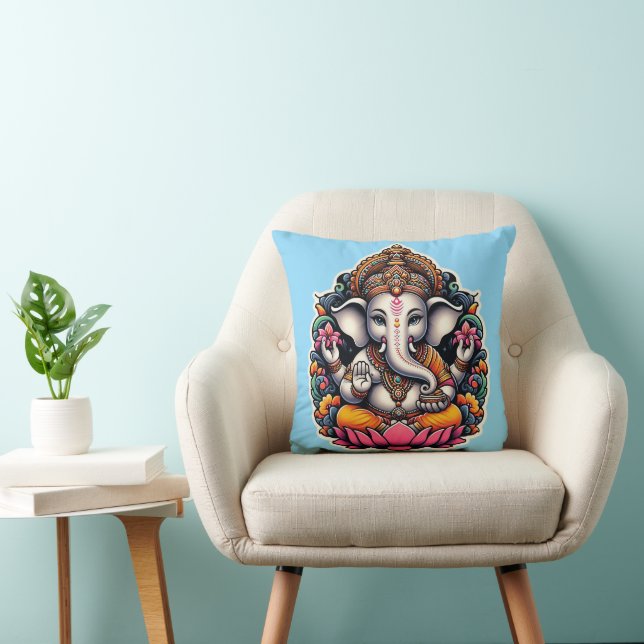 Coussin Dieu hindou Ganesh/Ganesha/Ganpatio Jetez l'oreill (Chaise)