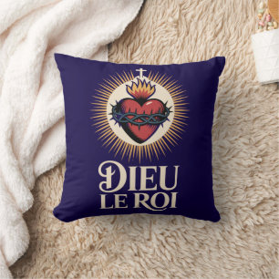 Coussin Dieu Le Roi Monarchiste Catholique Sacré-Cœur