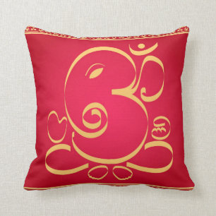 Coussin Dieu OM Ganesha sur le rouge