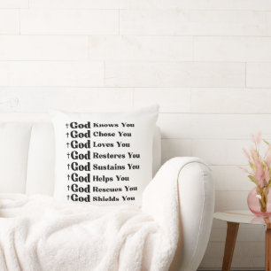 Coussin Dieu Vous Connaît, Vous Aime, Vous Restaure Et Vou