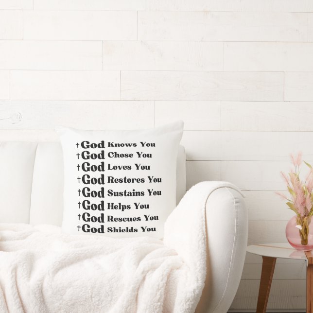 Coussin Dieu Vous Connaît, Vous Aime, Vous Restaure Et Vou (Canapé)
