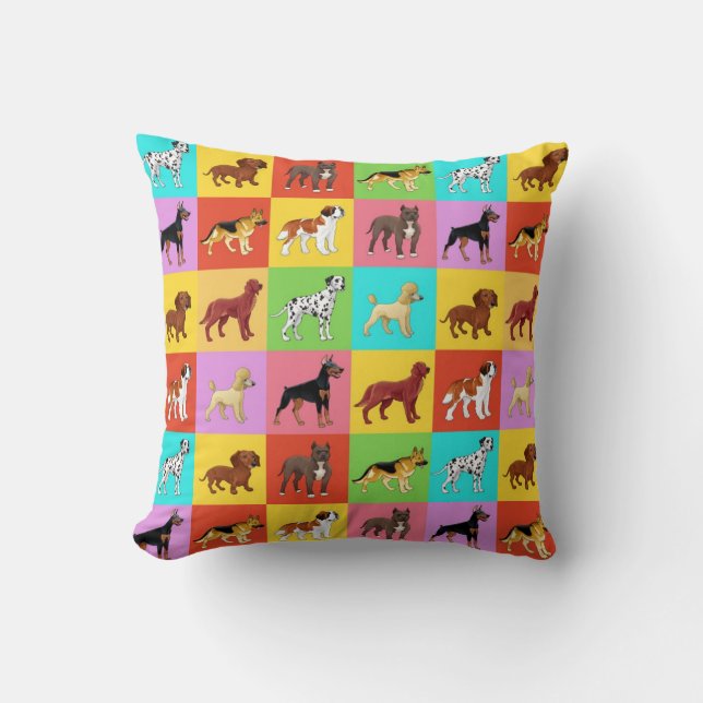 Coussin Différentes races de chiens (Recto)
