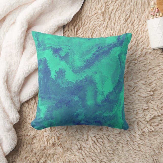Coussin Diffusion Abstraite bleue verte (Couverture)