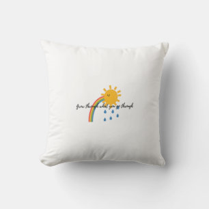 Coussin Digital Illustration of Smiling Sun with Rainbow