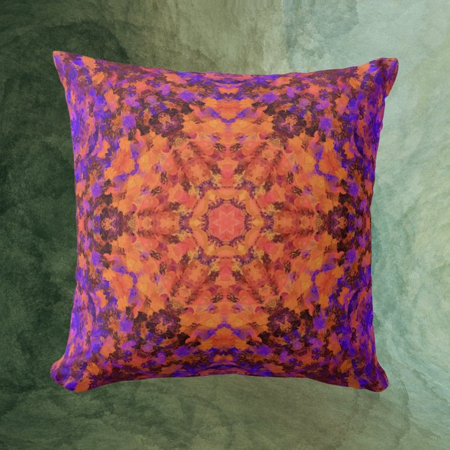 Coussin Digital Mandala Orange Blue et Purple (Créateur téléchargé)