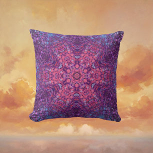 Coussin Digital Mandala rose violet et bleu