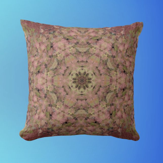 Coussin Digital Mandala rouge jaune et Brown (Créateur téléchargé)