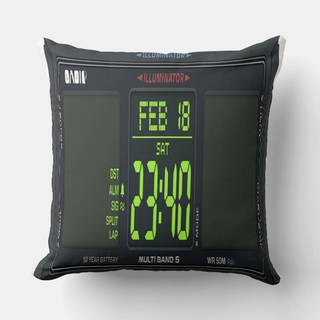 Coussin Digital Watch Face Lumbar Pillow (Recto)