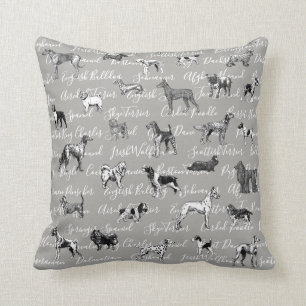 Coussin d'illustration de chiens de cru