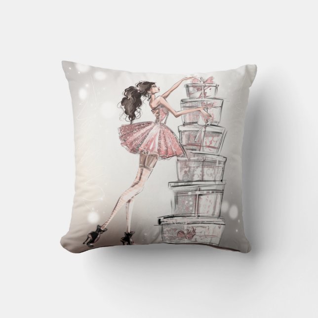Coussin d'illustration de la mode de Noël (Recto)