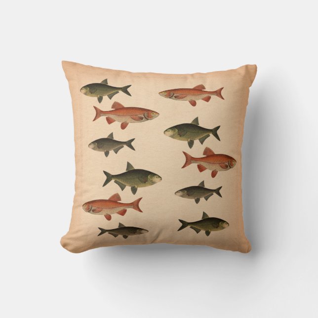 Coussin d'illustration de poisson vintage (Recto)