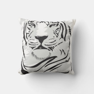 Coussin d'illustration de tigre blanc