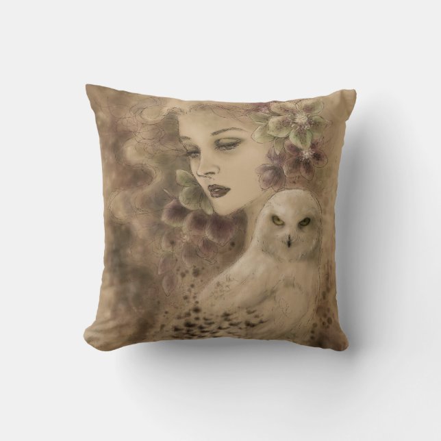 Coussin d'illustration d'imaginaire de hibou de (Recto)