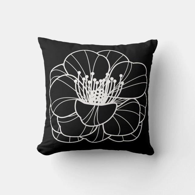 Coussin d'illustration noir et blanc (Recto)