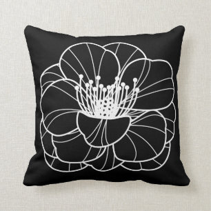 Coussin d'illustration noir et blanc