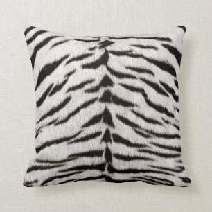 coussin d'impression de peau de tigre blanche