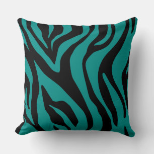 Coussin d'impression de tigre réversible Turquoise
