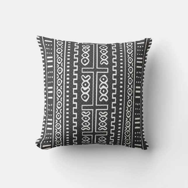 Coussin d'impression en tissu de boue africain (Recto)