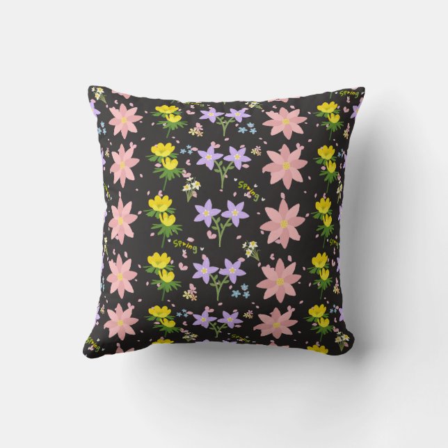 Coussin d'impression florale botanique élégant pou (Verso)