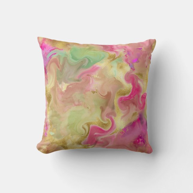 Coussin d'impression rose, or, marbre vert (Recto)