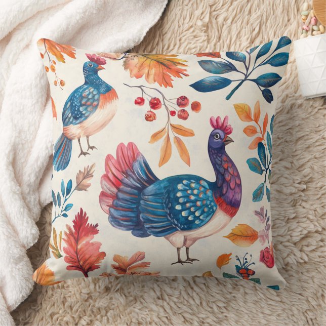 Coussin Dinde aquarelle fantaisiste – Action de grâce d'au (Couverture)