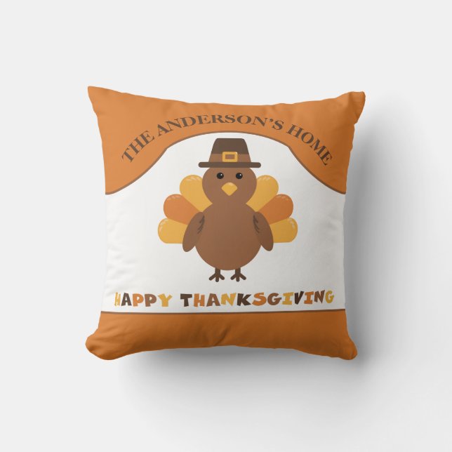 Coussin Dinde de Thanksgiving mignonne (Recto)