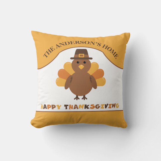 Coussin Dinde de Thanksgiving mignonne (Recto)