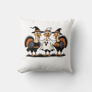 Coussin Dinde Halloween Boo, Dinde de Thanksgiving, Épouva
