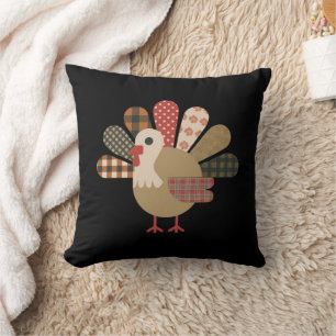 Coussin Dinde patchwork matelassé automnal de Thanksgiving