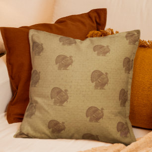 Coussin Dindes en or vintage délavé de campagne