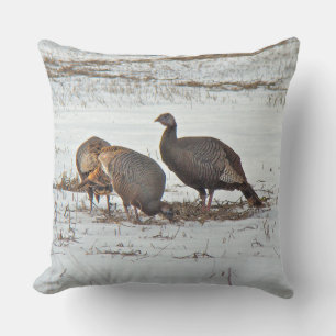 Coussin Dindes sauvages dans la neige