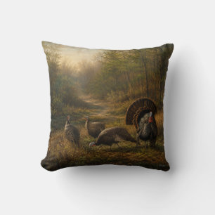 Coussin Dindons sauvages dans la forêt automnale